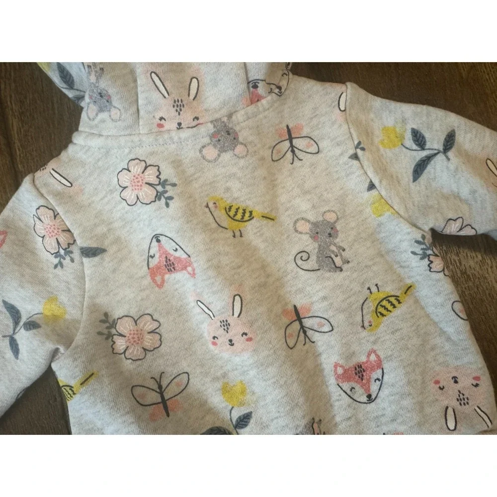 Carters Baby Girl 3‎ Months Jacket Hoodie Top Full Zip Sweatshirt Animals Mouse